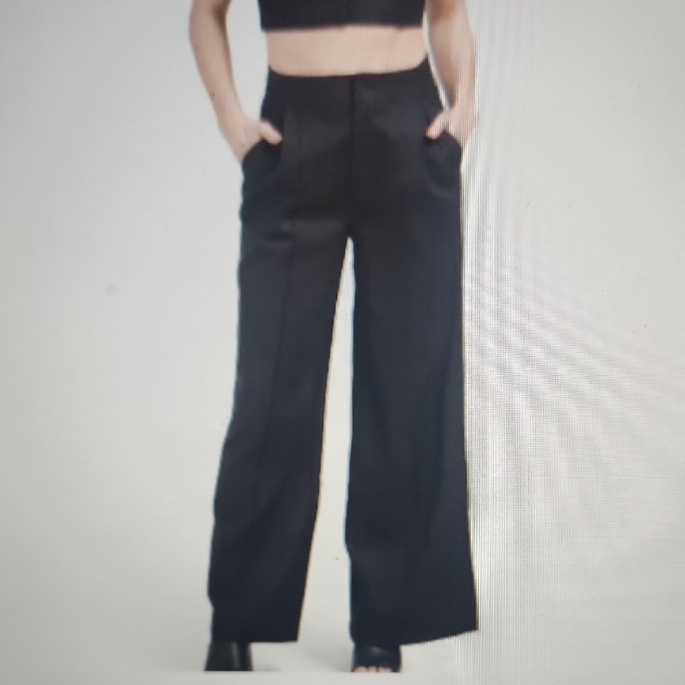 Christian Siriano Linen Blend Wide-Leg Women's Trousers Size 6